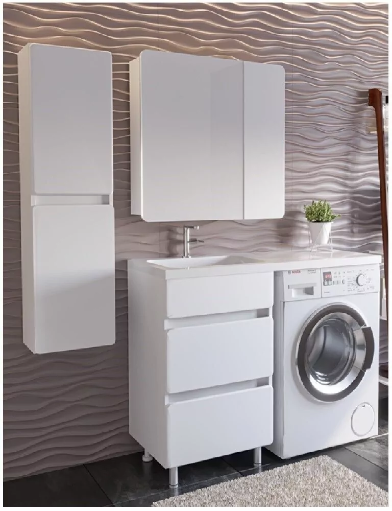 Тумба Stella Polar Корделия 50 с раковиной Kamilla 110 под стиральную машину, левая, белая от магазина Vanna-Vanna.ru!