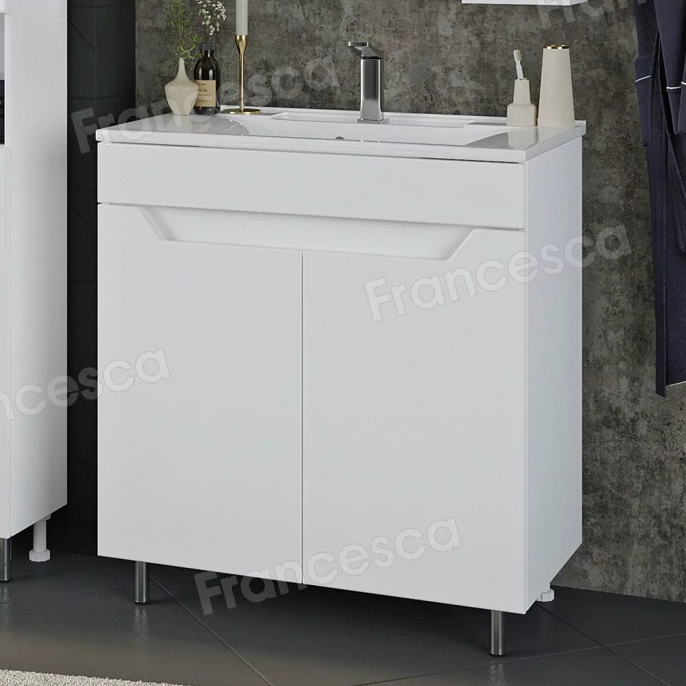 Мебель для ванной Венеция Неаполь 80 напольный комплект, белый глянец