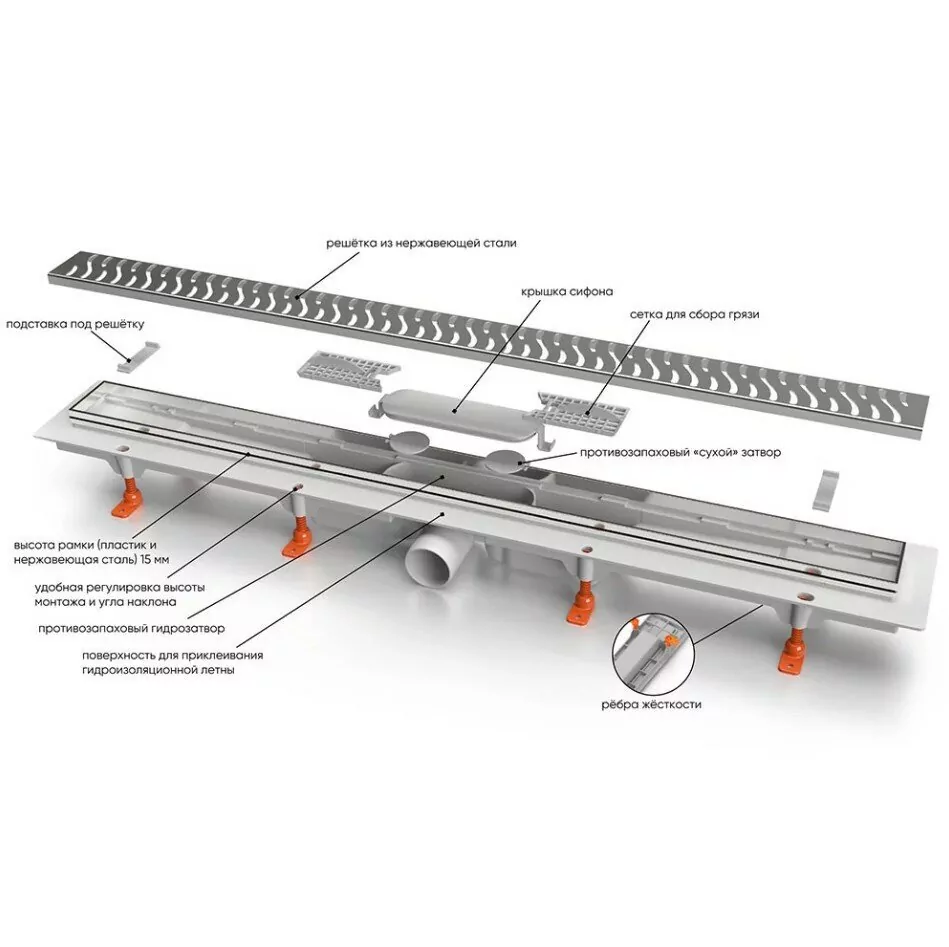 Душевой лоток MCH Veconi Line Black 850 с черной решеткой