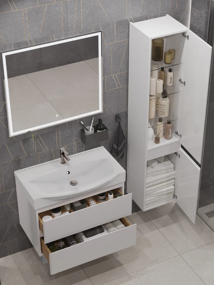 Тумба напольная SanStar Arista 85 с раковиной Элвис 85, белая