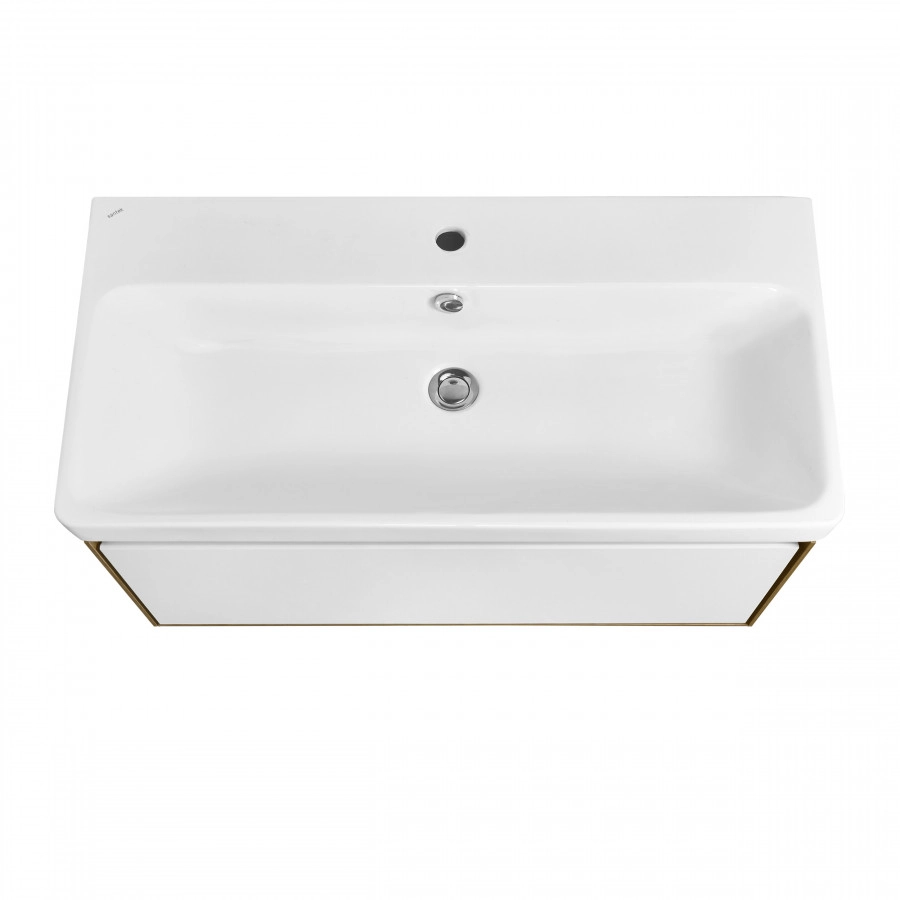 Тумба подвесная AQUATON Либерти 90, столешница белая, раковина Адриана 90, дуб эльвезия