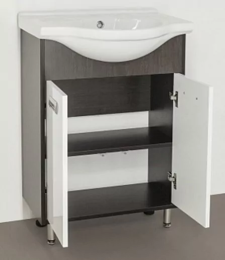 Тумба с раковиной Style Line Эко Стиль W №9 60 напольная, белая, венге