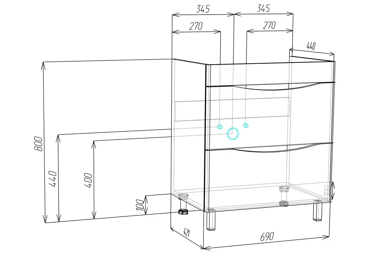 Тумба с раковиной Vod-ok Адель 70 напольная, белая + 13 цветов