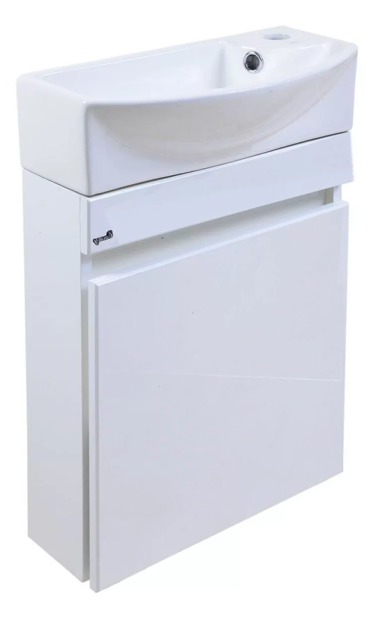 Тумба подвесная Emmy Мия 45 без ручки с раковиной Emmy 5002, правая, белая