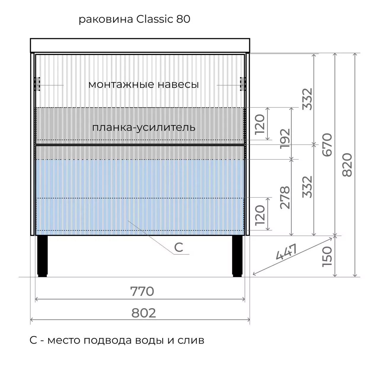 Тумба напольная Style Line Стокгольм 80 с раковиной Classic 80, белый софт от магазина Vanna-Vanna.ru!
