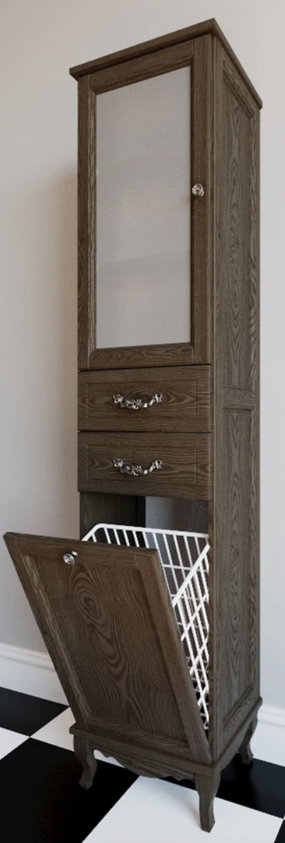 Пенал напольный ValenHouse Эллина 40 L с корзиной, кальяри, хром