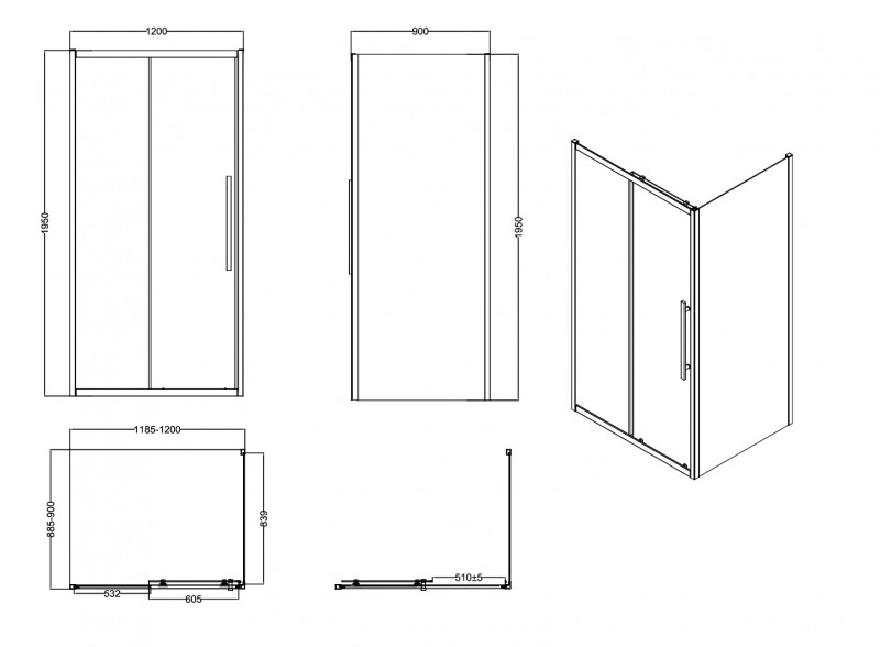Душевой уголок ESBANO ESF-129PS-GM 120х90х195