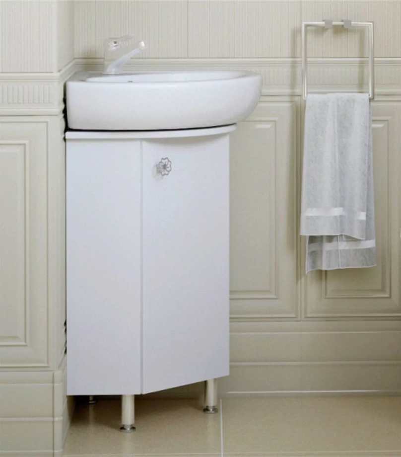 Тумба напольная Corozo Флоренция 40 с раковиной Элегия 46, угловая, белая