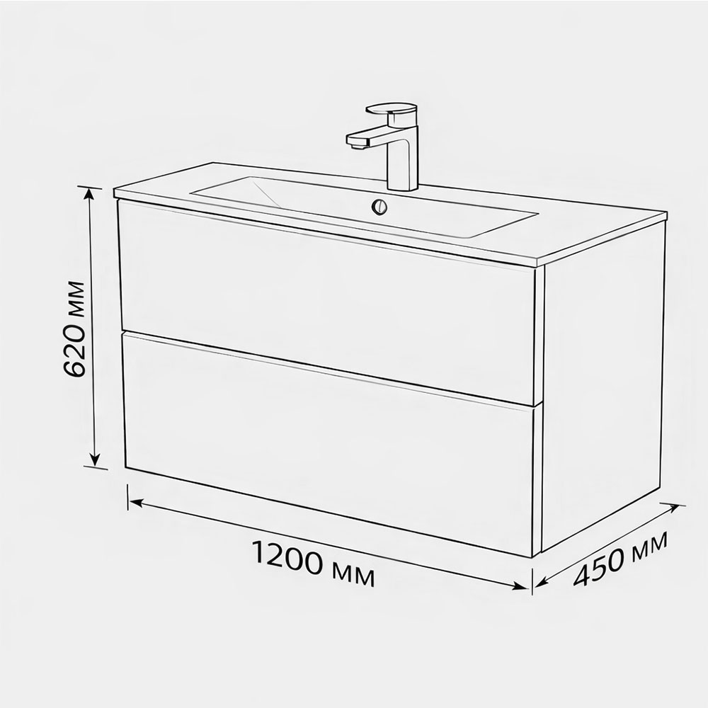 Тумба с раковиной подвесная (120 см) Terminus Vega VEG101202701601OSL, графит