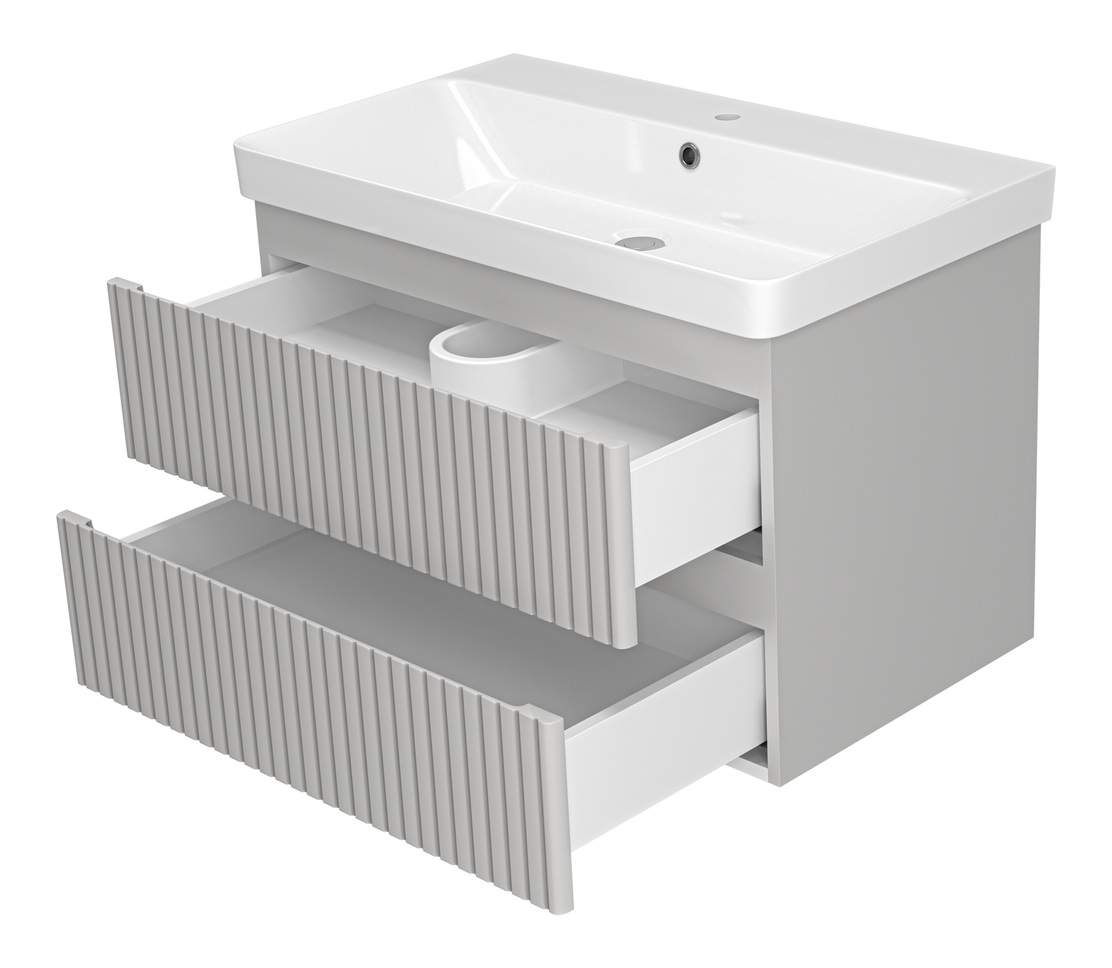 Тумба с раковиной Brevita Victory 80 подвесная, серый шелк
