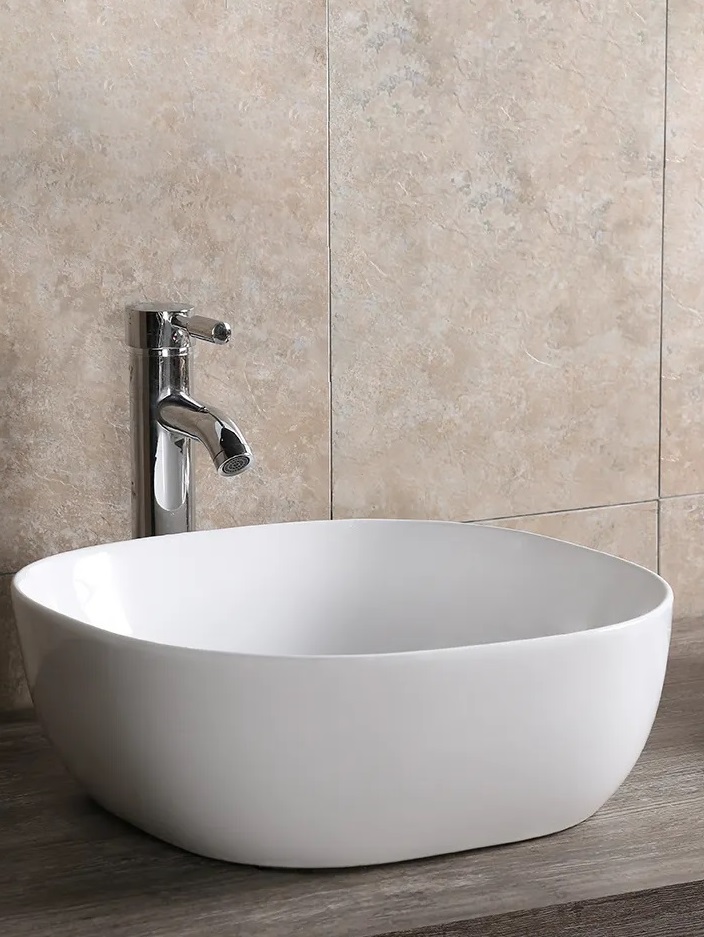 Раковина Ceruttispa CR0077 накладная, белая, квадратная 410х410х145