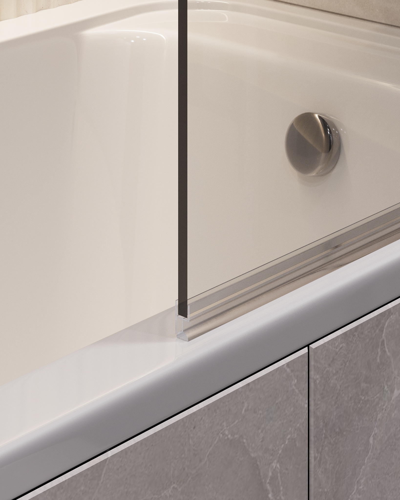 Стеклянная шторка Timo TC-80/03C-8 профиль черный 80 см