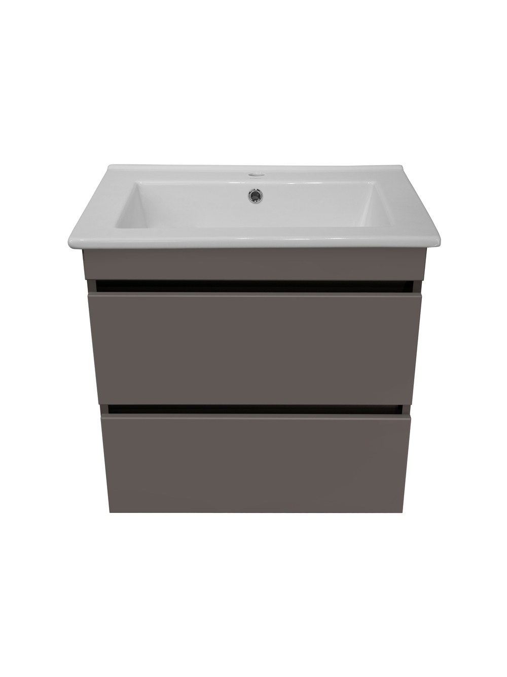 Тумба подвесная Runo Манхэттен 65 с раковиной Оскар 65, темно-серая/серая