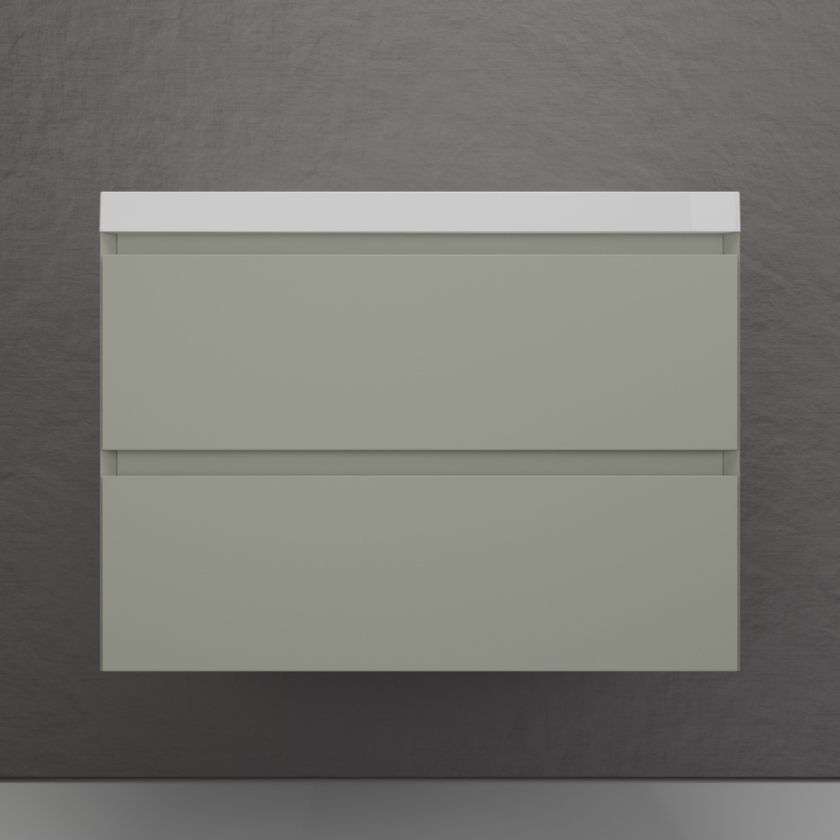 Тумба подвесная Style Line Манхэттен 80 Эмаль, с раковиной Asti 80 белый, олива