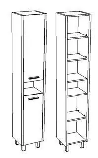 Пенал Corozo Лорена 35 R напольный, с открытой полкой, лайн
