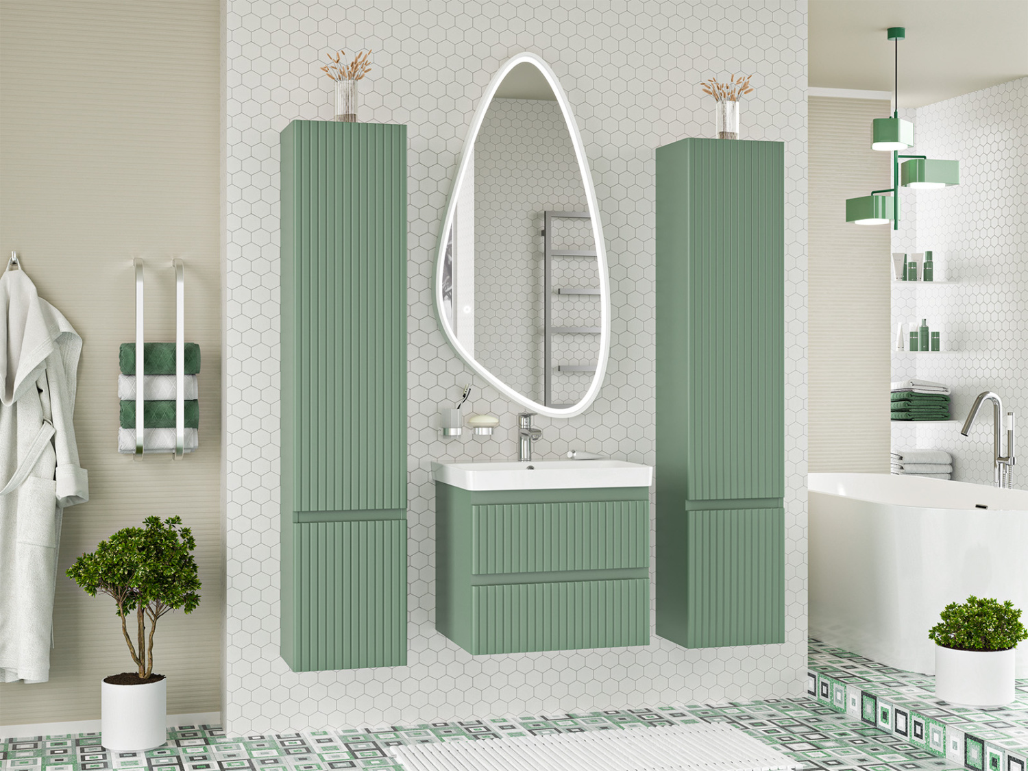 Пенал Brevita Victory 35 напольный/подвесной, L, зеленый