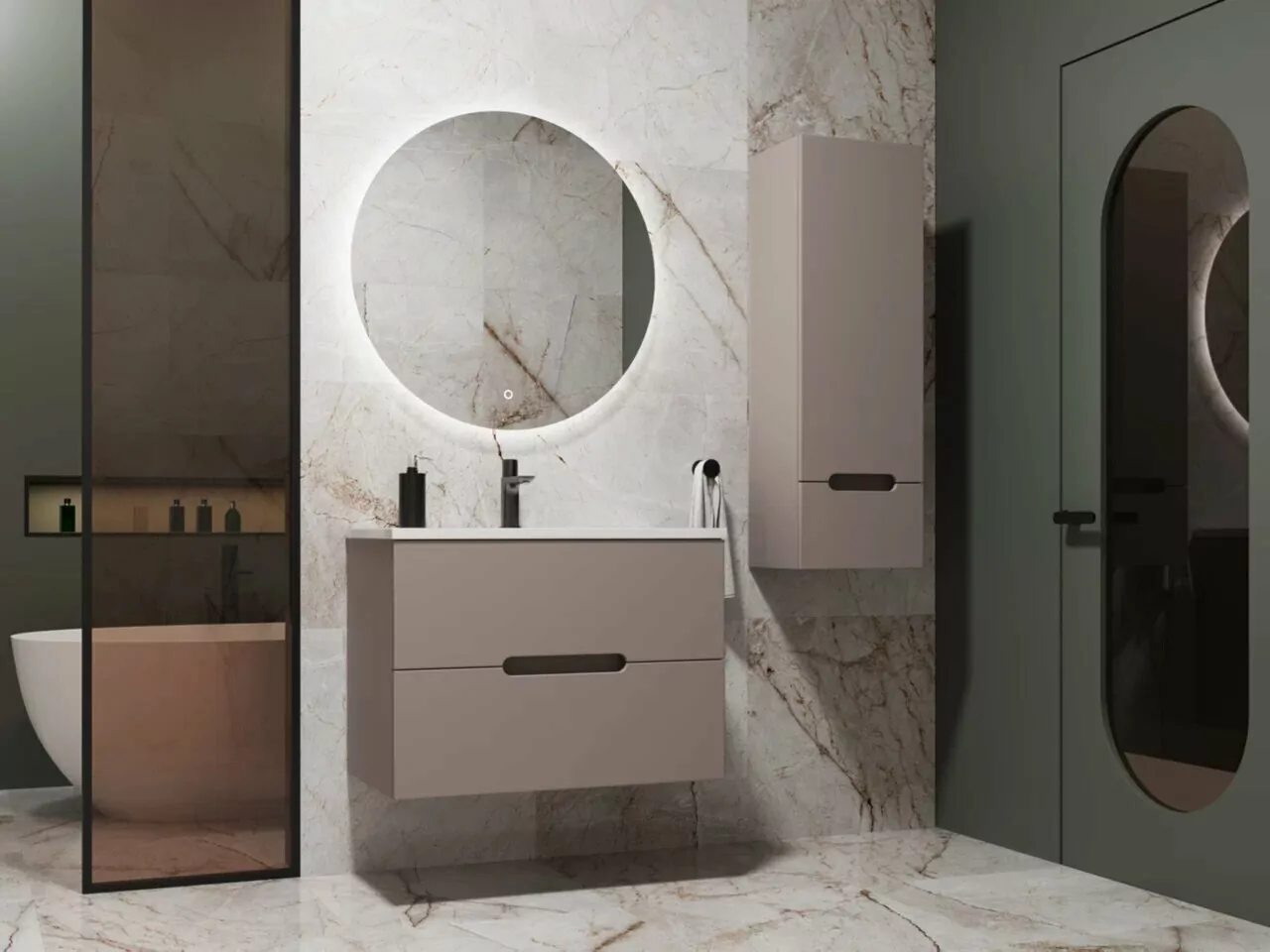 Шкаф навесной Style Line Матис 36 plus, R, тауп темный