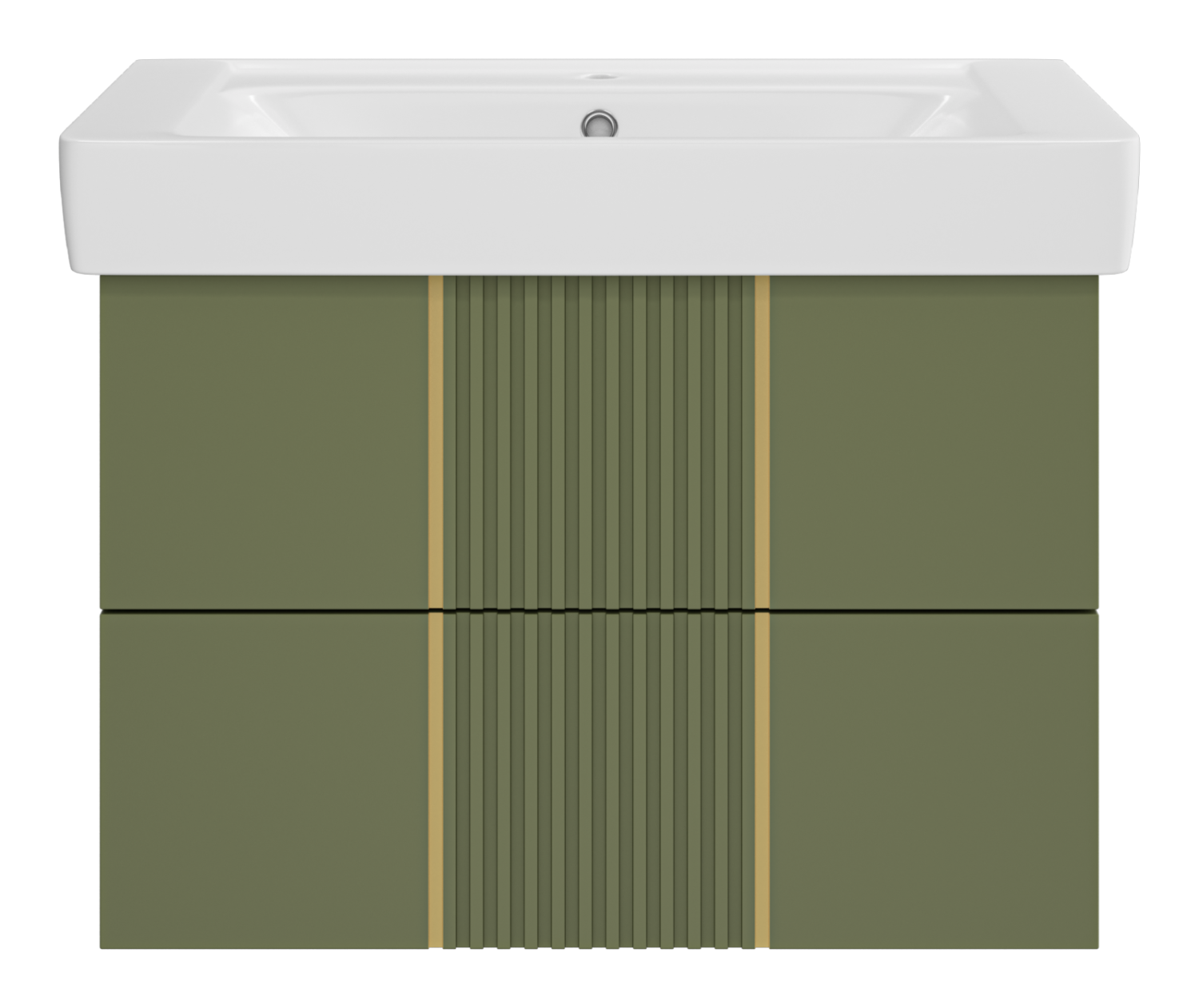 Тумба с раковиной Brevita Vega 80 подвесная, зеленый/патина золото