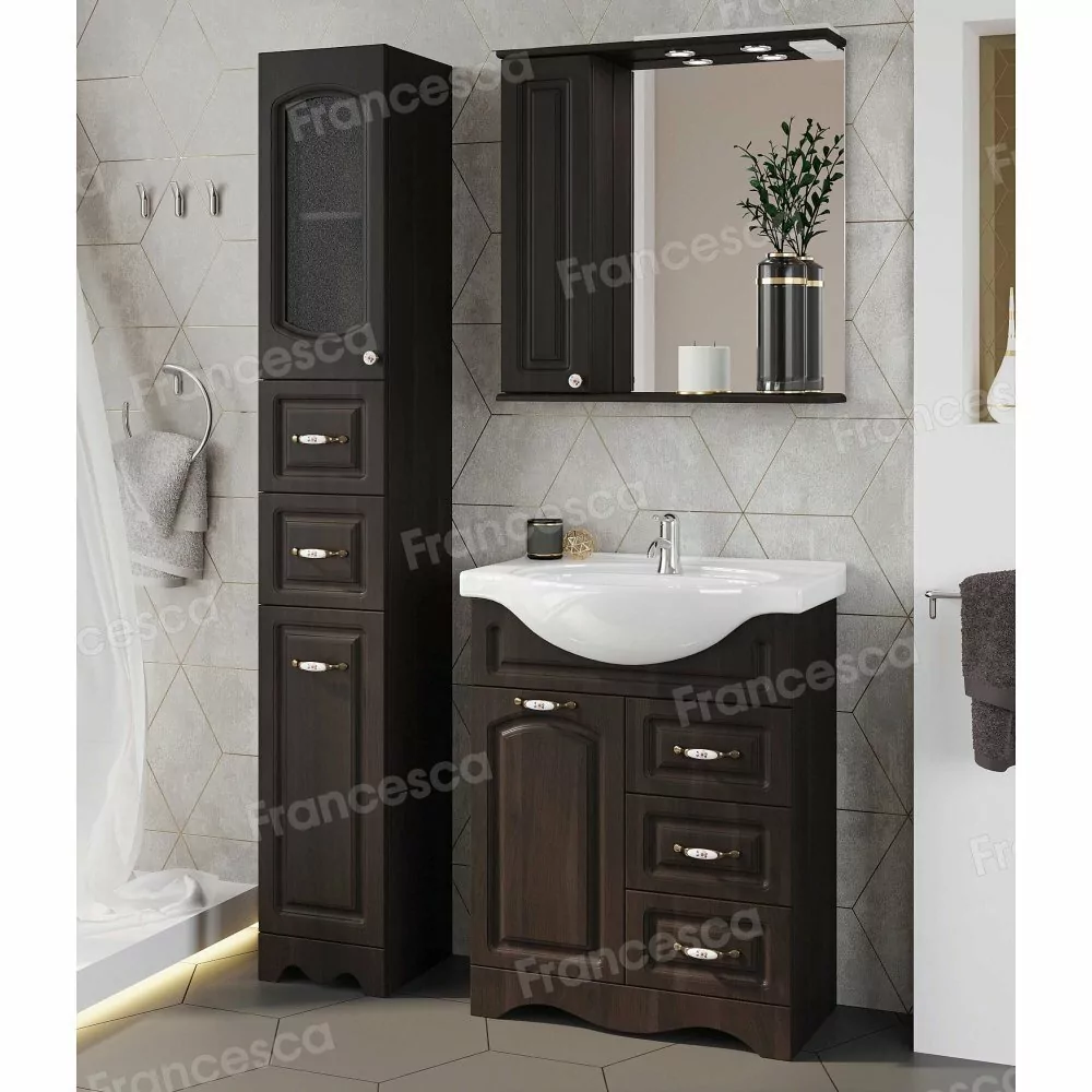 Тумба с раковиной Francesca Империя 70 напольная, три ящика, венге