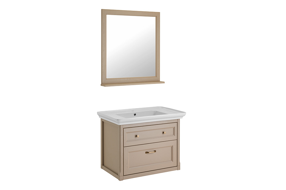 Мебель для ванной ASB Woodline Толедо 85 комплект, подвесной, капучино, хром