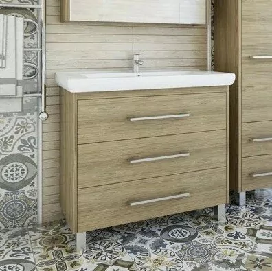 Тумба с раковиной Sanflor Ларго 100 напольная, вяз швейцарский