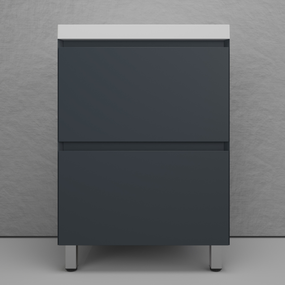 Тумба напольная Style Line Манхэттен 60 Эмаль, с раковиной Asti 60 белый, графит