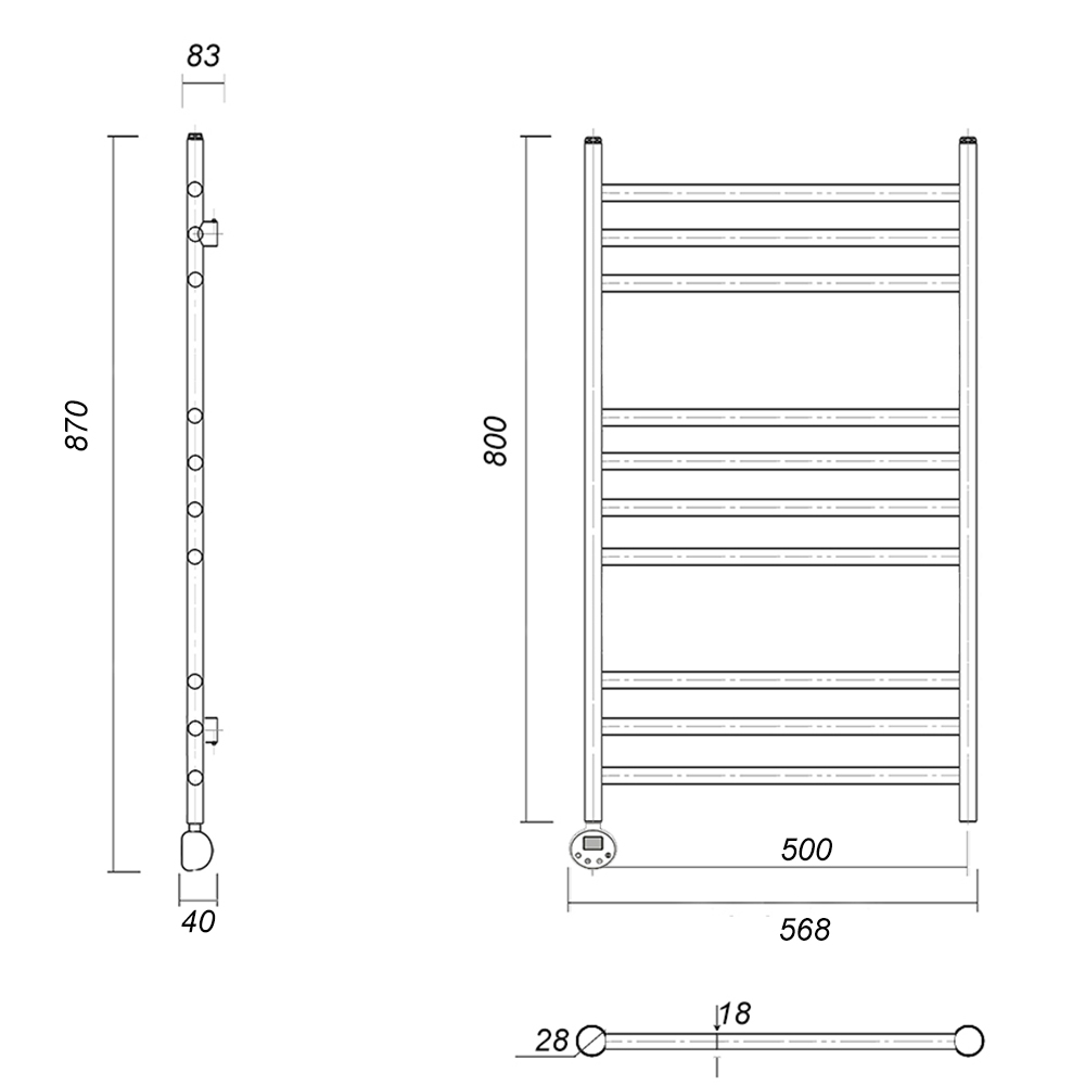 Полотенцесушитель электрический Domoterm Медея П10 500х800 АБР EL античная бронза