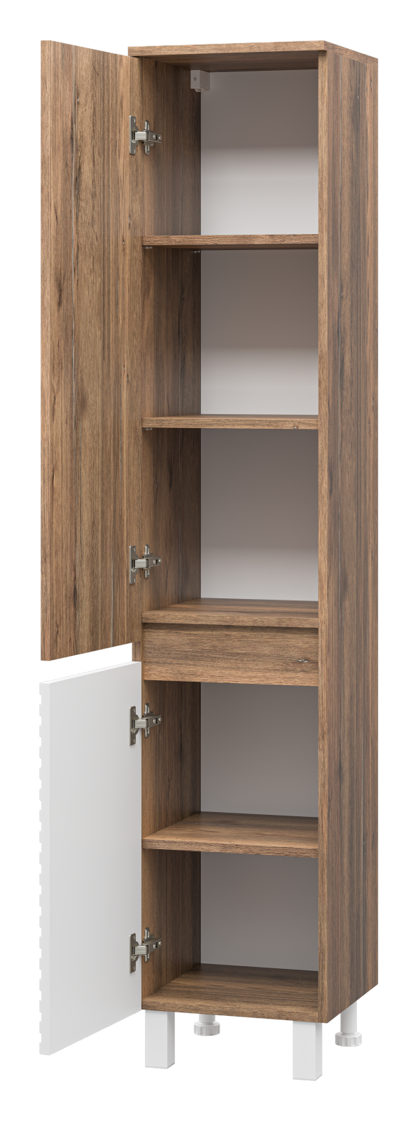 Пенал Brevita Dakota 35 напольный/подвесной, L, белый/дуб галифакс олово