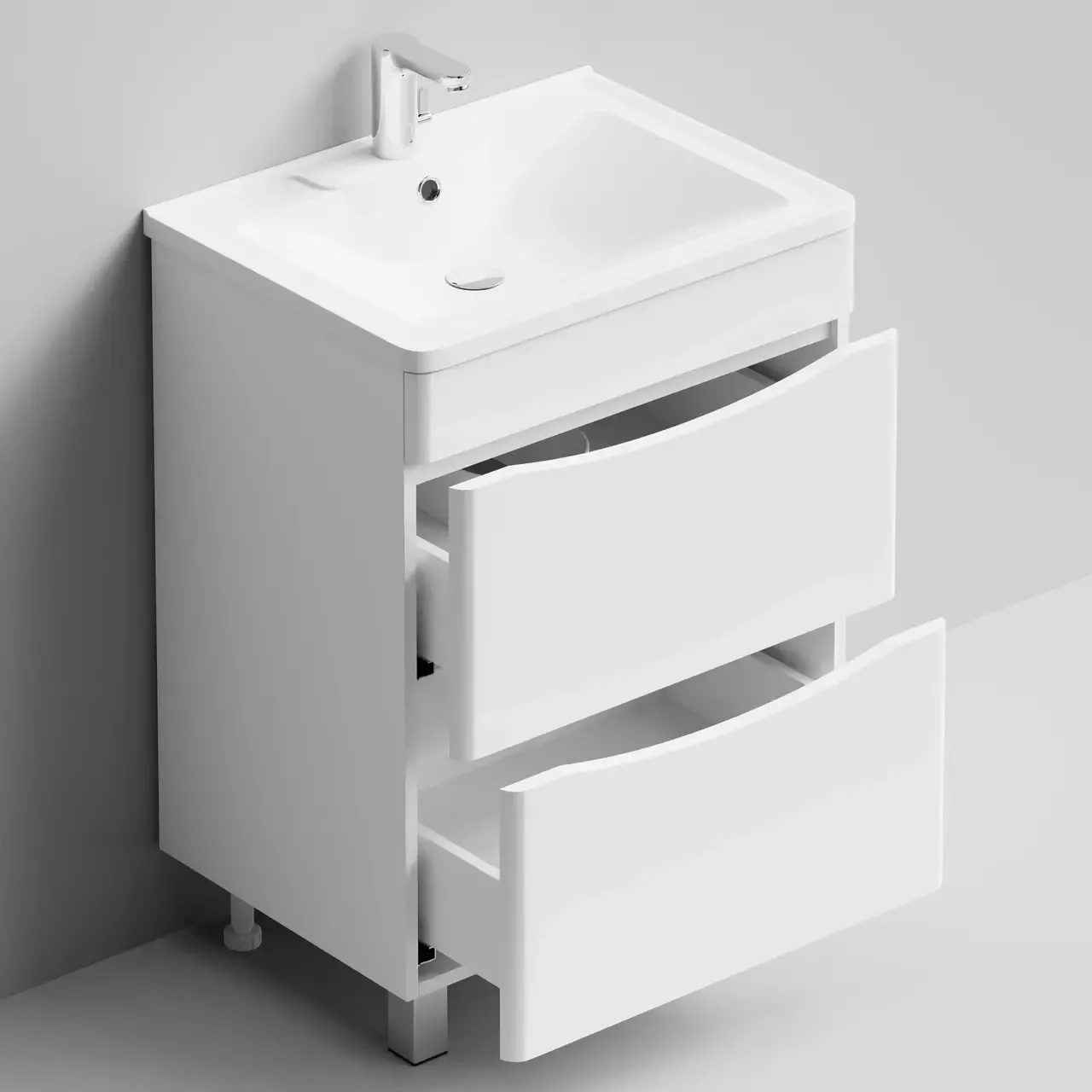 Тумба с раковиной Vod-ok Адель 60 напольная, белая + 13 цветов