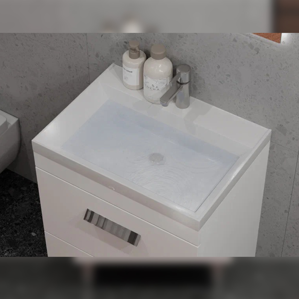 Тумба с раковиной напольная Velvex Orlando tn.ORL.CLA.60.2Y белый матовый, 60 см