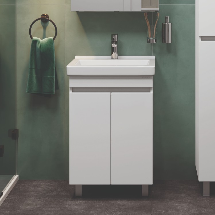 Тумба с раковиной Onika Милтон Квадро 55 напольная, белый, (разборная)