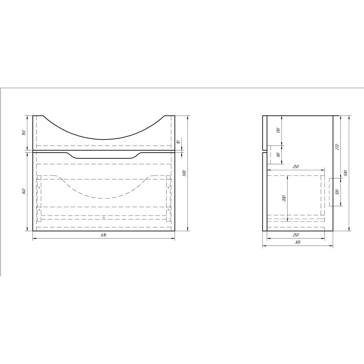 Тумба с раковиной подвесная Dreja Laguna 65 см, белый