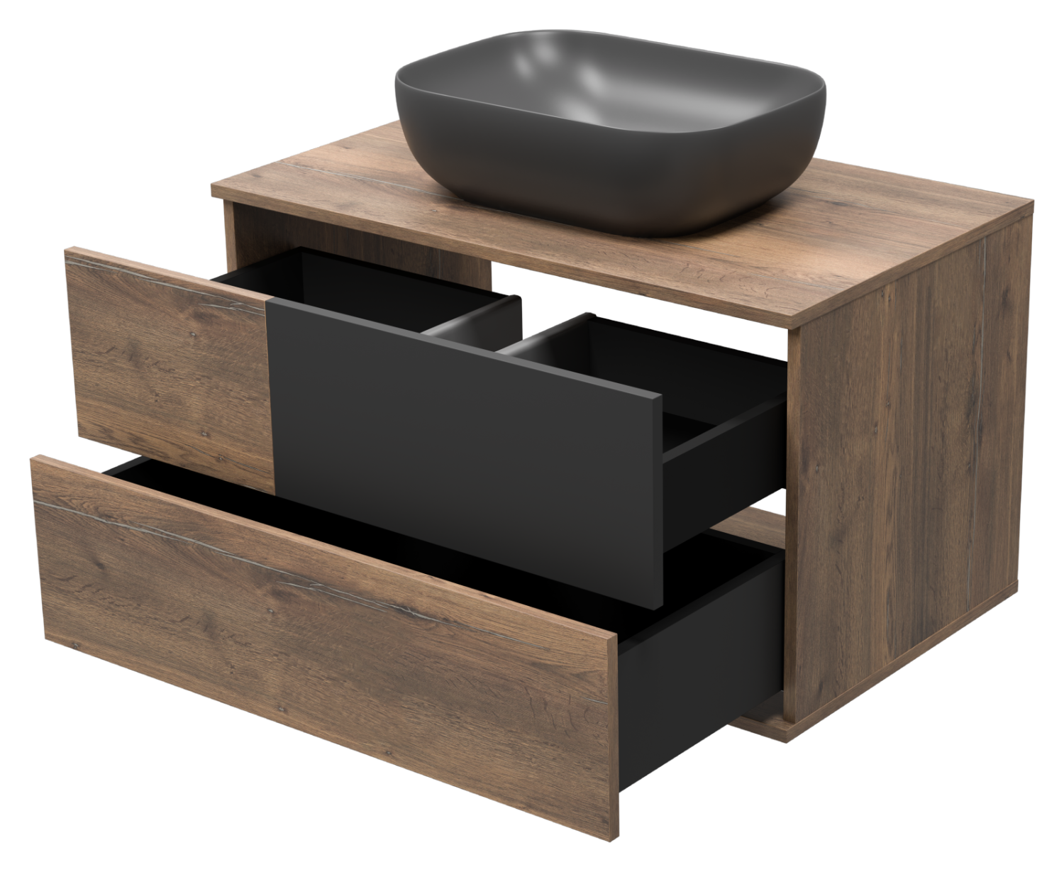 Тумба с раковиной Misty Коломбо 80 подвесная, дуб галифакс/антрацит