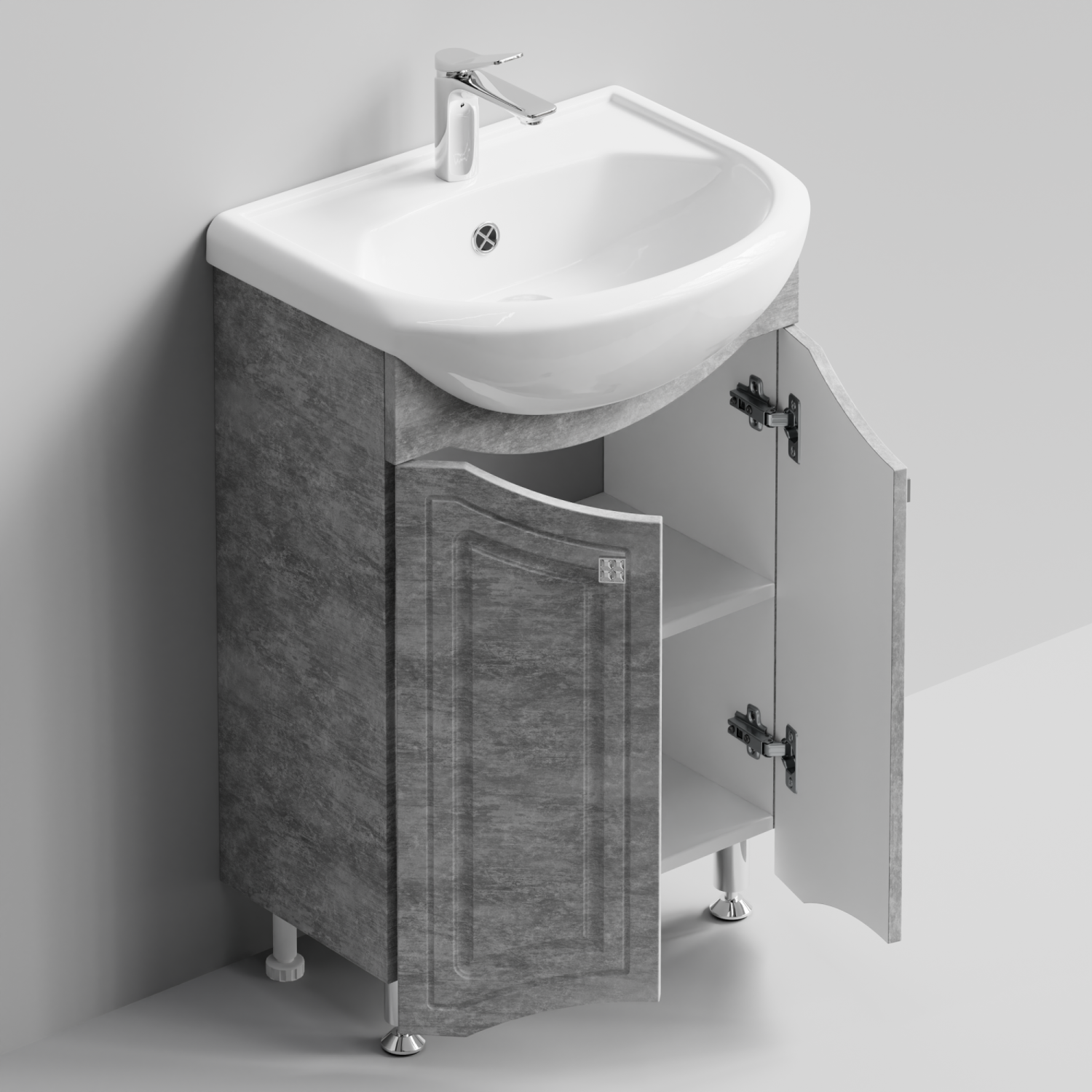 Тумба с раковиной Адам 55 напольная, Горный камень