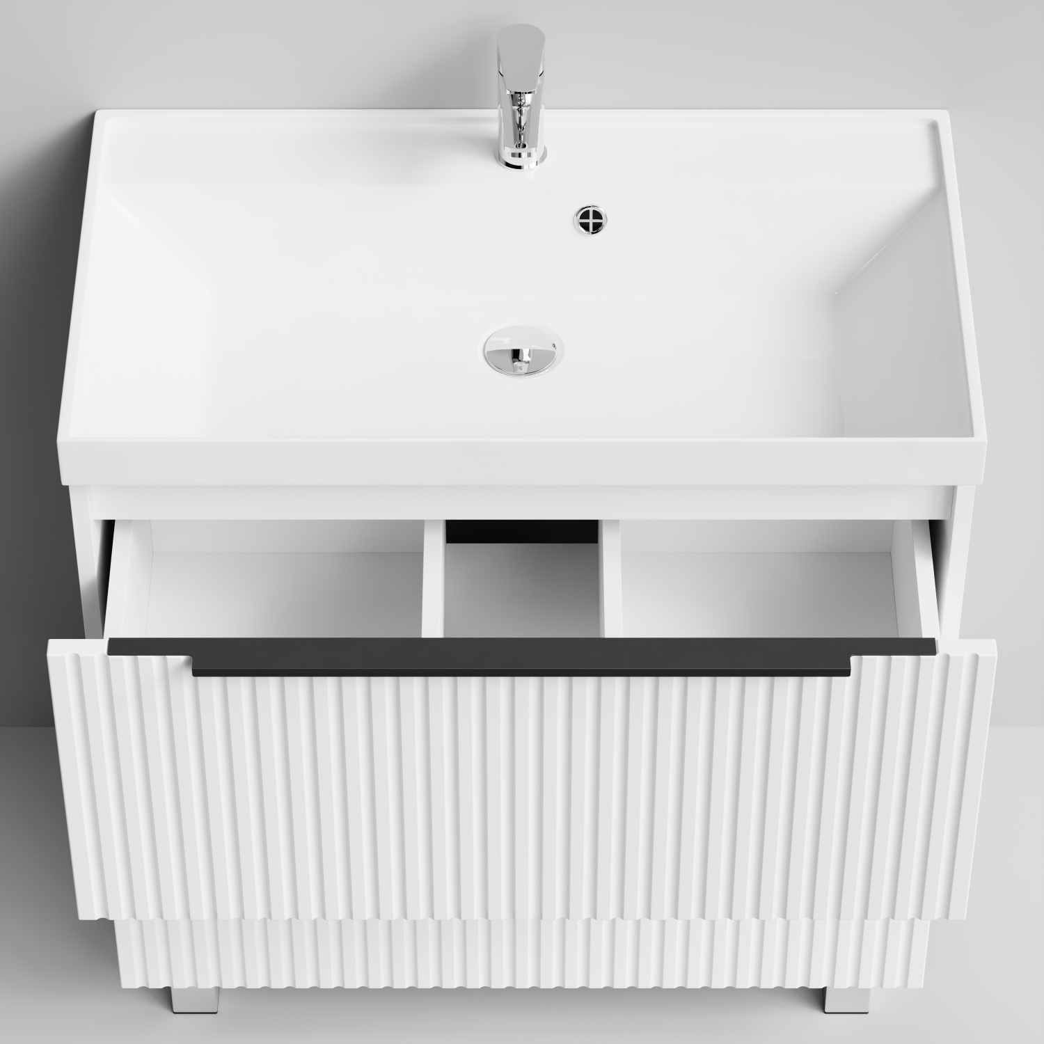 Тумба с раковиной Vod-ok Дольче 80 2 ящика, напольная, белая + 13 цветов