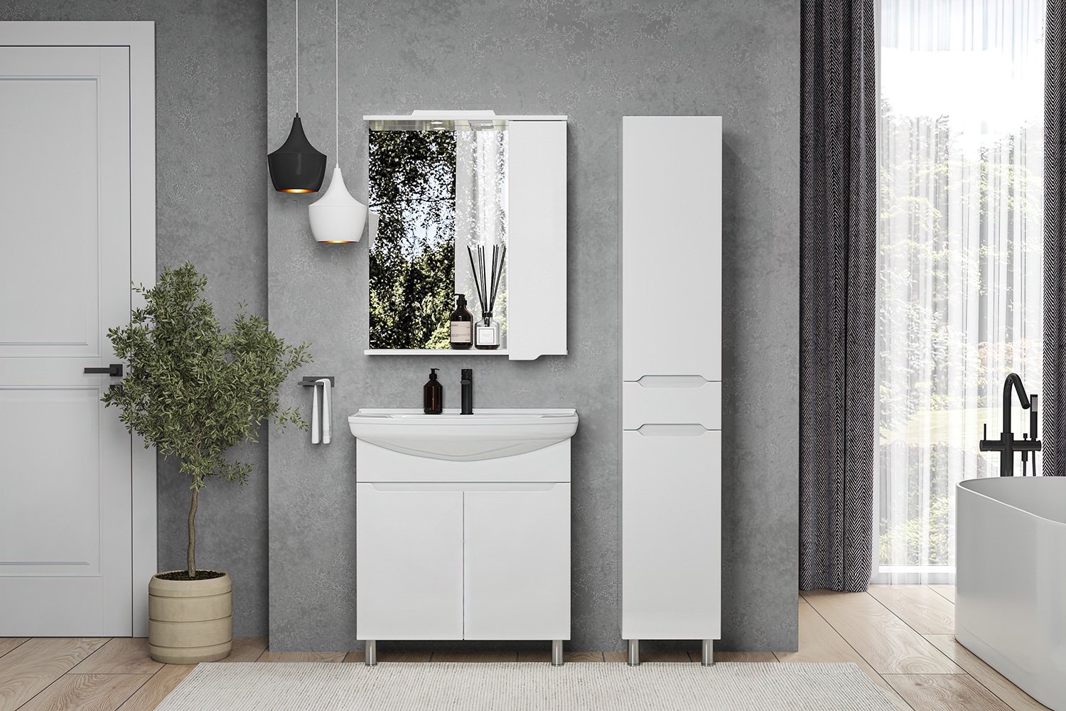 Зеркальный шкаф подвесной SanStar Bianca 70 белый