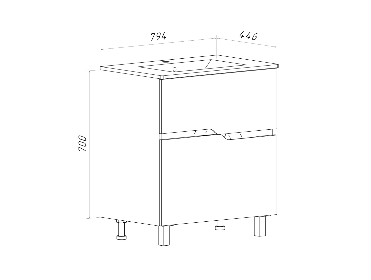 Тумба напольная Runo Палермо 80 с раковиной Teffy 80, белый