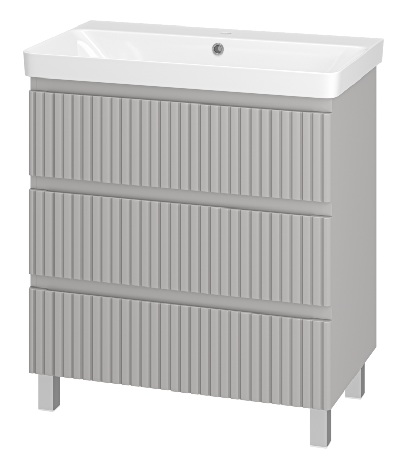 Тумба с раковиной Brevita Victory 80 напольная, серый шелк