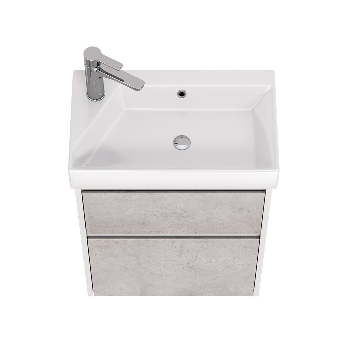 Тумба с раковиной подвесная Dreja Slim 55 см, белый/бетон