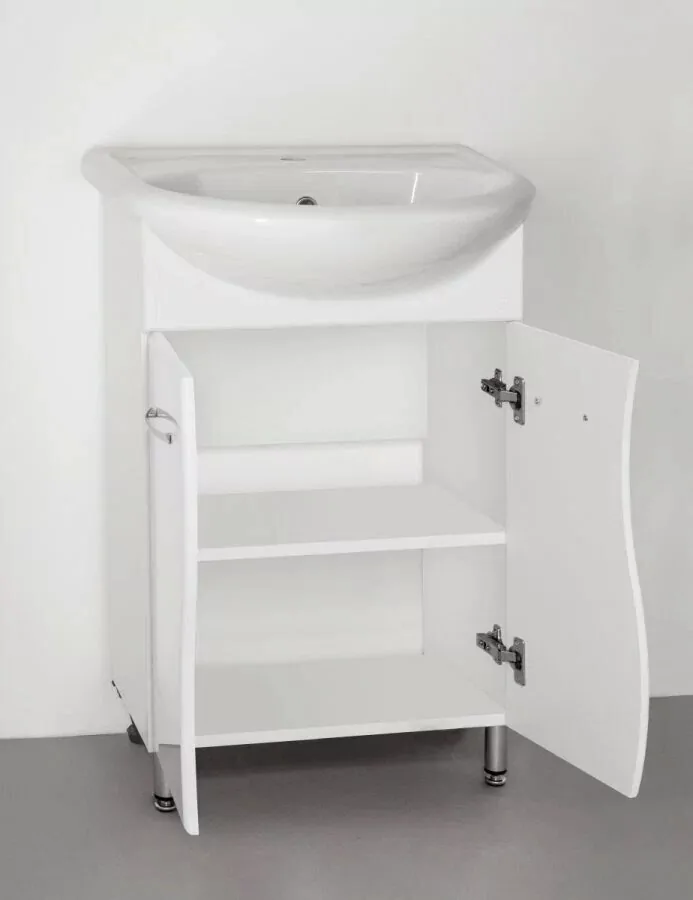 Тумба Style Line Эко Стандарт №12 с раковиной Уют 55 напольная, белая