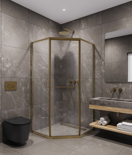 Душевой угол Timo TTSS-100/17C-8R, 1000*1000*2000, профиль мат золото, стекло прозрачное 8 мм от магазина Vanna-Vanna.ru!