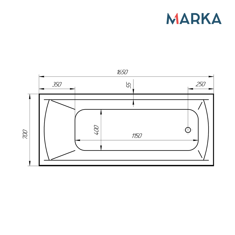 Ванна 1Marka MODERN 165*70 Комплект Стандарт 1