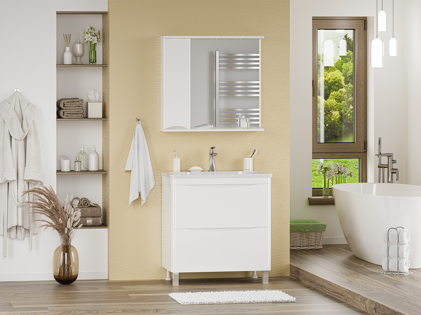 Тумба с раковиной Misty Атлантик 80 белый