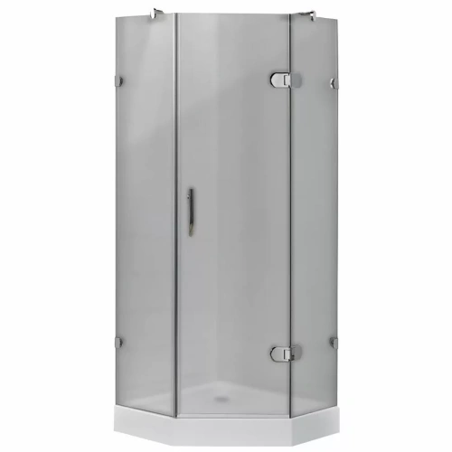 Душевой уголок Timo BY-839 Fabric Glass, матовый, 80х80, пятиугольный, с низким поддоном, хром от магазина Vanna-Vanna.ru!