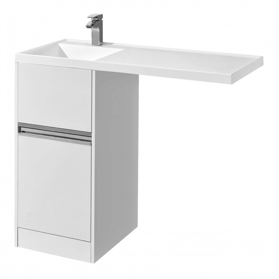 Тумба напольная Aquaton Лондри 40 с раковиной Лондри 105 под стиральную машину, L левая, белый