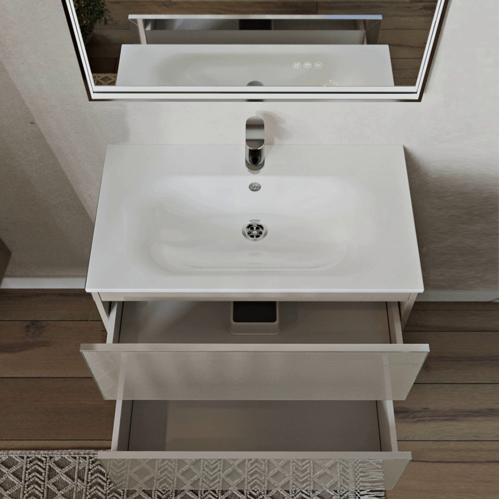 Тумба с раковиной подвесная (80 см) Terminus Vega VEG10802200501OSL, капучино