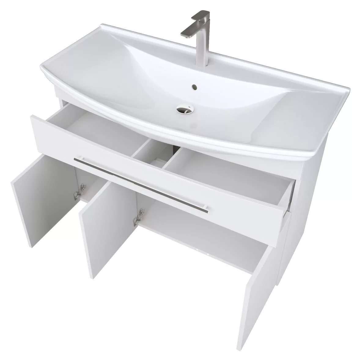 Тумба напольная 1Marka Lina Classic New 105Н с раковиной Стиль 105, 1 ящик, 3 двери, белый Тумба напольная 1Marka Lina Classic New 105Н с раковиной Стиль 105, 1 ящик, 3 двери, белый