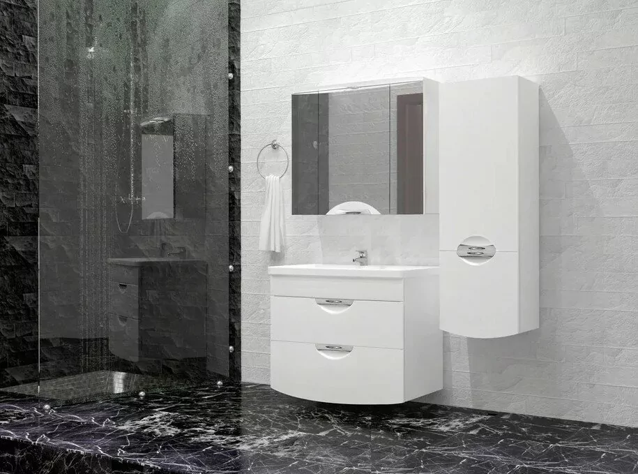 Зеркало-шкаф Style Line Жасмин 2 80/С, Люкс свет, белый от магазина Vanna-Vanna.ru!