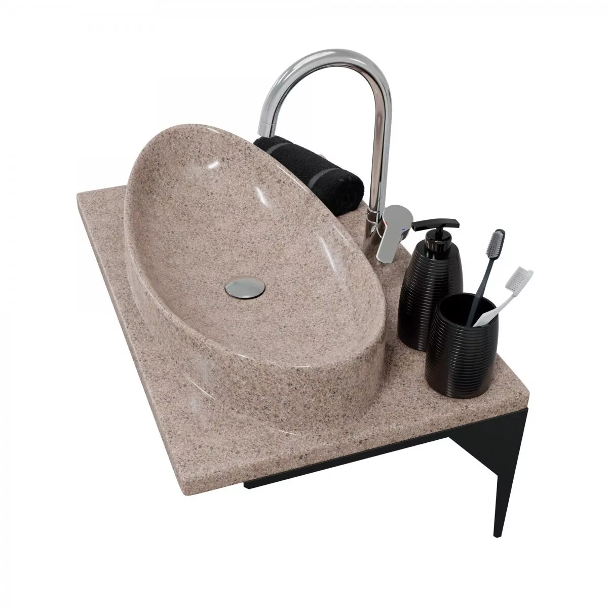 Столешница с раковиной Санта Вега 70 на кронштейнах, речной песок