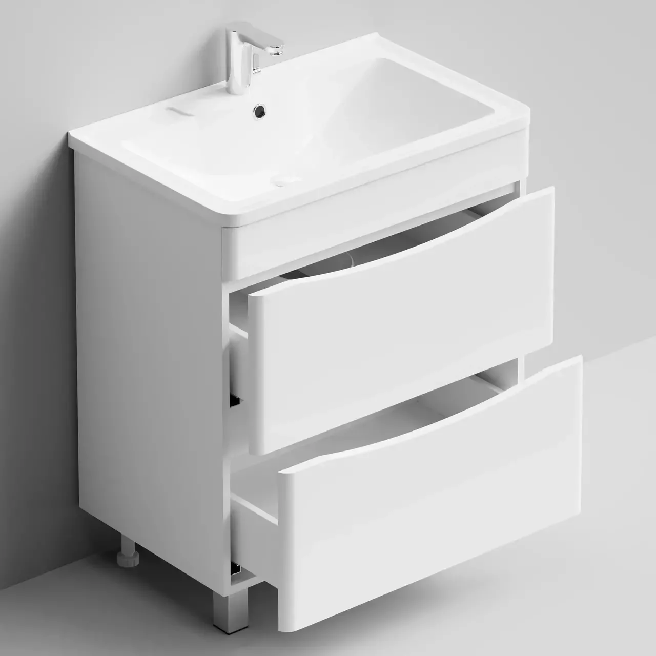 Тумба с раковиной Vod-ok Адель 70 напольная, белая + 13 цветов